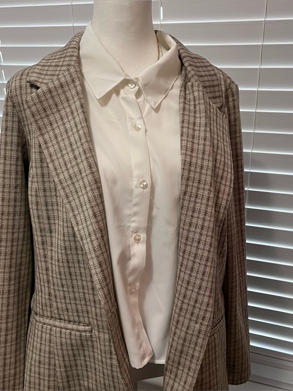 Liverpool Taupe Plaid Women's Blazer